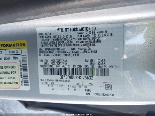 2015 FORD FUSION HYBRID 3FA6P0UU8FR175632 Photo 8