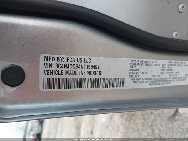 2022 Jeep Compass Limited 4x4 მანქანა იყიდება აუქციონზე, vin: 3C4NJDCB4NT155491, აუქციონის ნომერი: 44621979