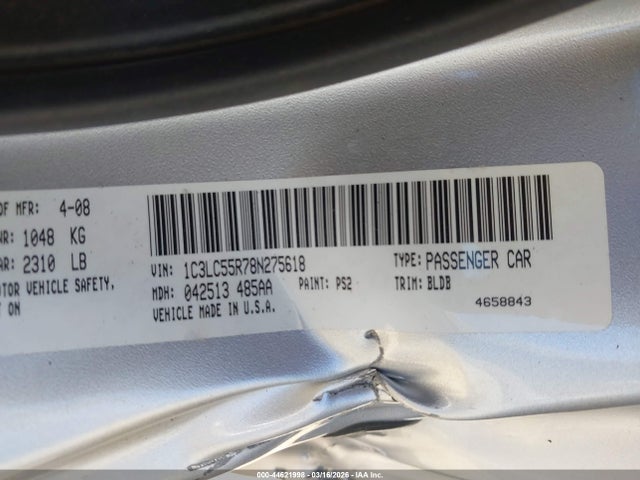Aukcja sprzedaży 2008 Chrysler Sebring Touring, vin: 1C3LC55R78N275618, numer aukcji: 44621998