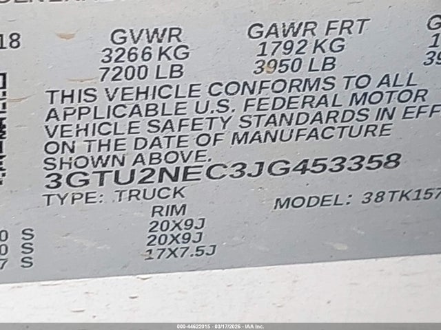 3GTU2NEC3JG453358 GMC Sierra 1500 Slt