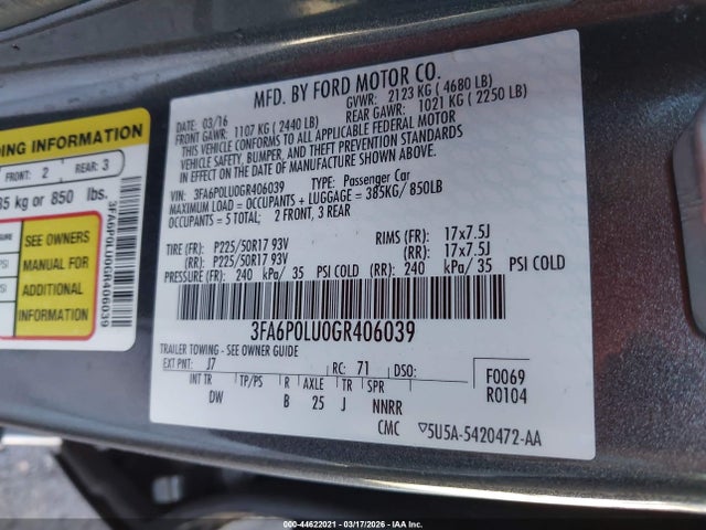 Ford Fusion Hybrid Se 2016 3FA6P0LU0GR406039 Image 9