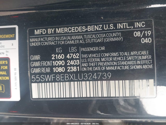 Продаж на аукціоні авто 2020 Mercedes-benz C 300 4matic, vin: 55SWF8EBXLU324739, номер лоту: 44622022