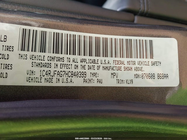 2017 JEEP GRAND CHEROKEE 1C4RJFAG7HC840399 Photo 8