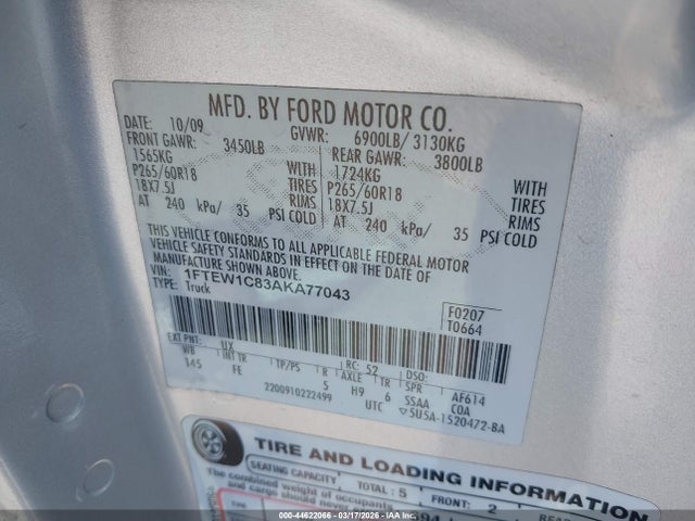 2010 FORD F-150 1FTEW1C83AKA77043 Photo 8
