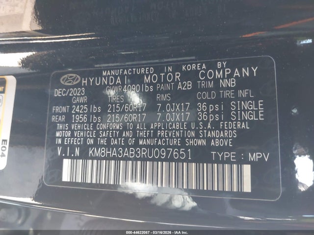 Продаж на аукціоні авто 2024 Hyundai Kona Se, vin: KM8HA3AB3RU097651, номер лоту: 44622087