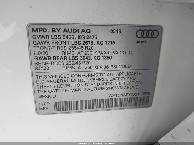 2018 AUDI Q5 WA1CNAFY3J2159838 Photo 8
