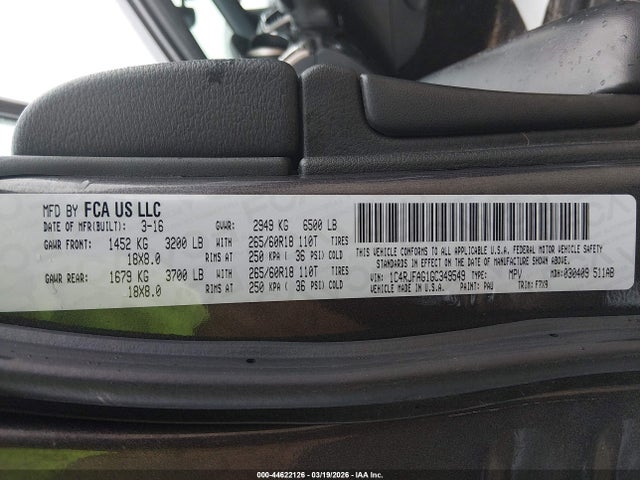 2016 JEEP GRAND CHEROKEE 1C4RJFAG1GC349549 Photo 8