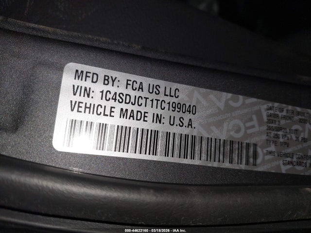 Продаж на аукціоні авто 2026 Dodge Durango Gt Plus Hemi V8 Awd, vin: 1C4SDJCT1TC199040, номер лоту: 44622160