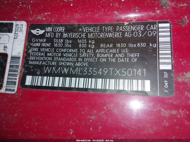 2009 MINI COOPER CLUBMAN WMWML33549TX50141 Photo 8