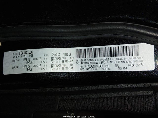 1C4PJLAS1GW315491 Jeep Cherokee Altitude
