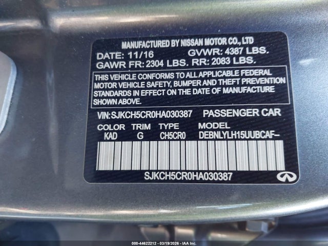 2017 INFINITI QX30 SJKCH5CR0HA030387 Photo 8