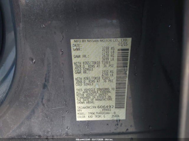 2015 NISSAN ARMADA 5N1AA0NC2FN606492 Photo 8