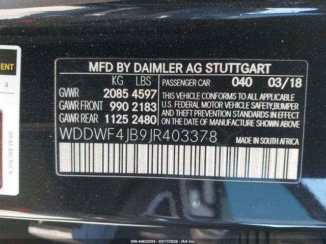 Продажа на аукционе авто 2018 Mercedes-benz C 300, vin: WDDWF4JB9JR403378, номер лота: 44622284