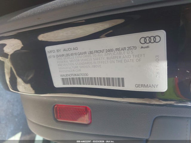 Продажа на аукционе авто 2019 Audi A5 45 Premium, vin: WAUENCF59KA070330, номер лота: 44622297