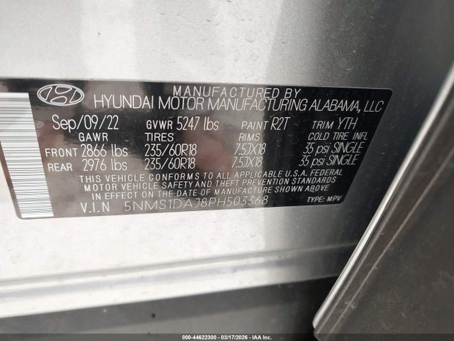 2023 HYUNDAI SANTA FE 5NMS1DAJ8PH503368 Photo 8