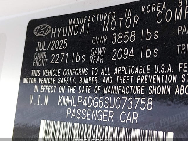 44622338 :رقم المزاد ، KMHLP4DG6SU073758 vin ، 2025 Hyundai Elantra Limited مزاد بيع