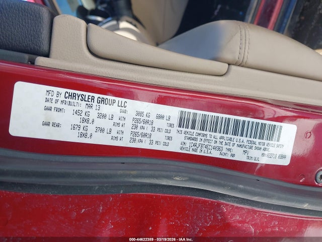 Aukcja sprzedaży 2014 Jeep Grand Cherokee Limited, vin: 1C4RJFBT4EC140363, numer aukcji: 44622389