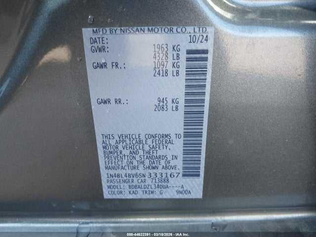 1N4BL4BV6SN333167 Nissan Altima S Fwd