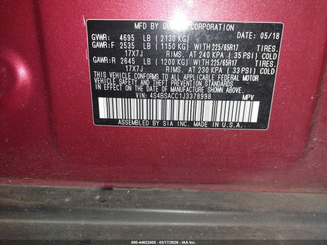4S4BSACC1J3378998 Subaru Outback 2.5i Premium