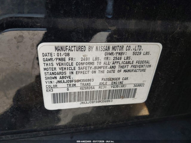 2008 INFINITI EX35 JNKAJ09F98M356863 Photo 8