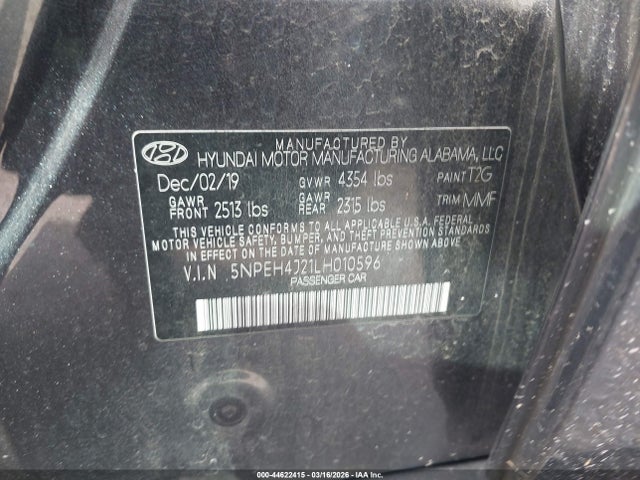 2020 HYUNDAI SONATA 5NPEH4J21LH010596 Photo 8