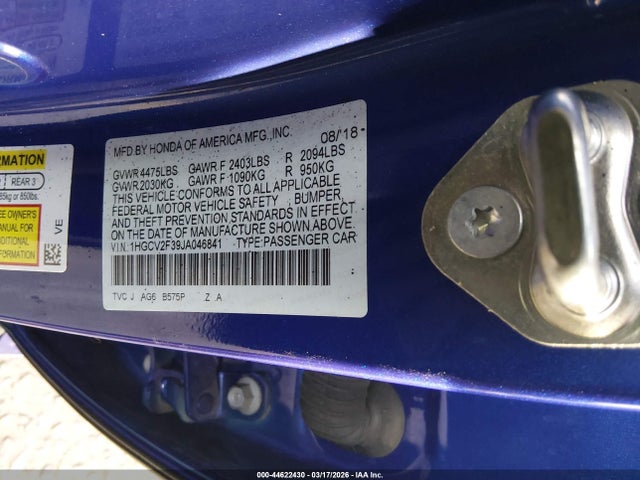 1HGCV2F39JA046841 Honda Accord Sport 2.0t