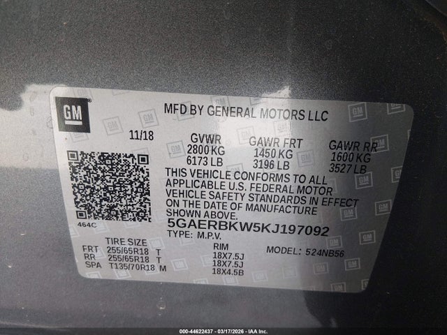 5GAERBKW5KJ197092 Buick Enclave Fwd Essence