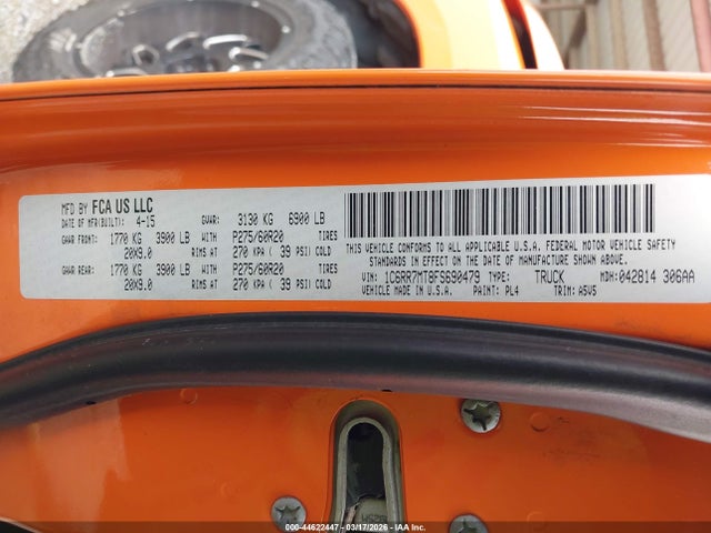 Продажа на аукционе авто 2015 Ram 1500 Sport, vin: 1C6RR7MT8FS690479, номер лота: 44622447