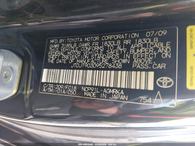 2009 TOYOTA YARIS JTDJT903095278438 Photo 8