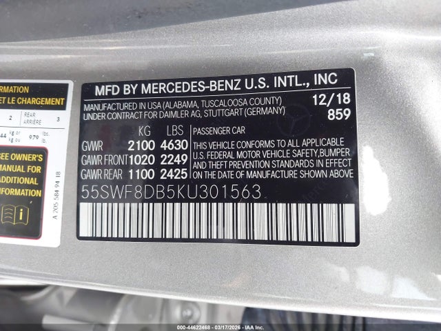 2019 MERCEDES-BENZ C 300 55SWF8DB5KU301563 Photo 8