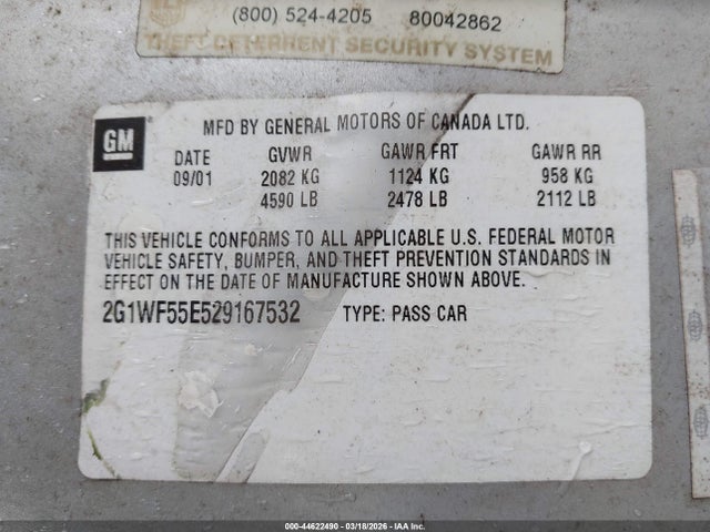 2002 CHEVROLET IMPALA 2G1WF55E529167532 Photo 8