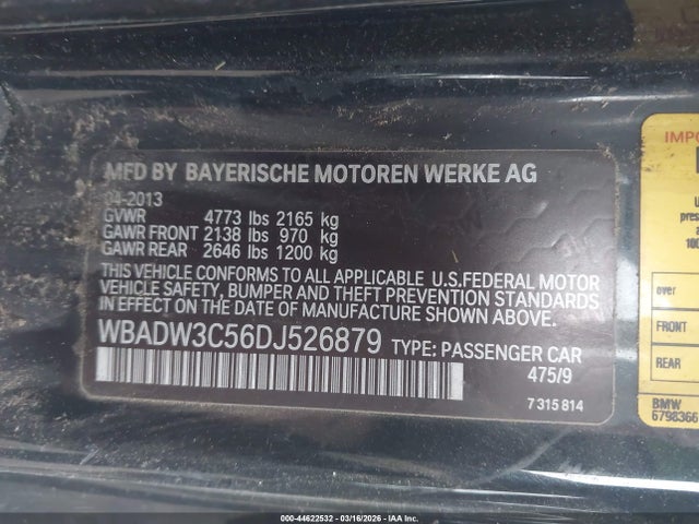 Aukcja sprzedaży 2013 Bmw 328i, vin: WBADW3C56DJ526879, numer aukcji: 44622532