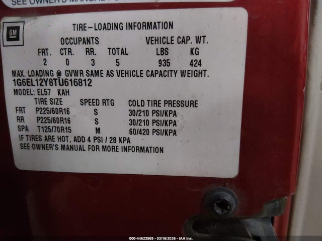 Продажа на аукционе авто 1996 Cadillac Eldorado, vin: 1G6EL12Y8TU616812, номер лота: 44622569