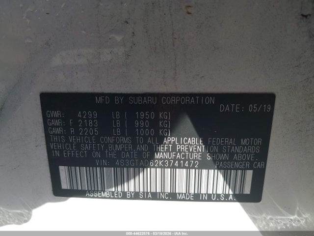 Subaru Impreza 2.0i Premium 2019 4S3GTAD62K3741472 Image 9