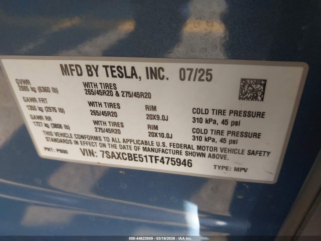 7SAXCBE51TF475946 Tesla Model X All-wheel Drive