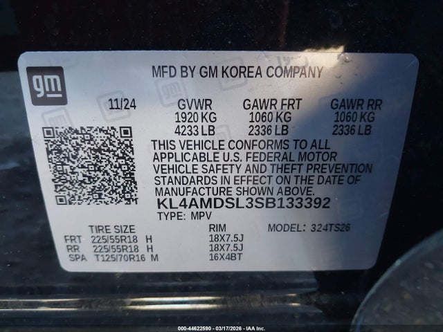 Aukcja sprzedaży 2025 Buick Encore Gx Sport Touring Fwd, vin: KL4AMDSL3SB133392, numer aukcji: 44622590