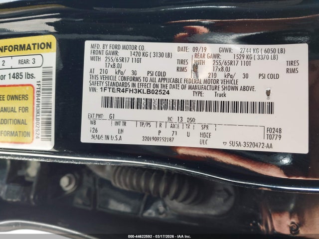 1FTER4FH3KLB02524 Ford Ranger Xlt