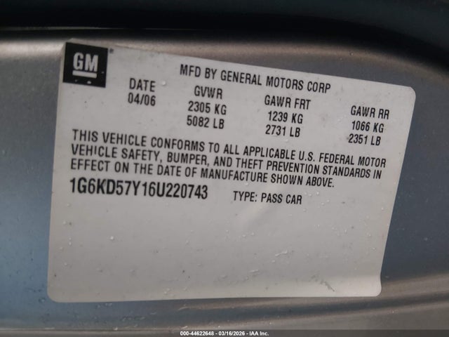 2006 CADILLAC DTS 1G6KD57Y16U220743 Photo 8