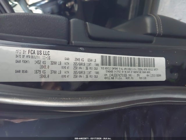 2017 Jeep Grand Cherokee Limited 4x2 მანქანა იყიდება აუქციონზე, vin: 1C4RJEBG7HC731658, აუქციონის ნომერი: 44622671