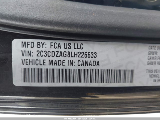 2020 DODGE CHALLENGER 2C3CDZAG8LH226633 Photo 8