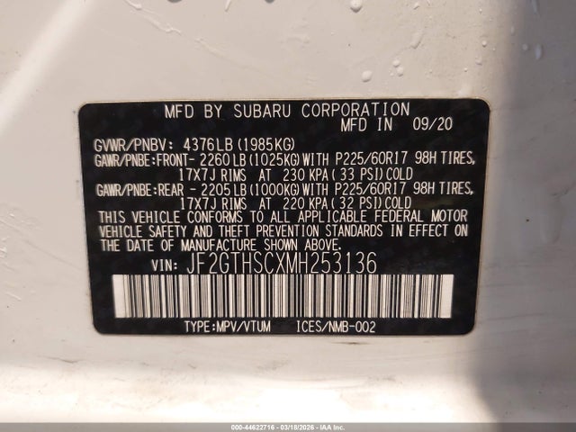 JF2GTHSCXMH253136 Subaru Crosstrek Sport