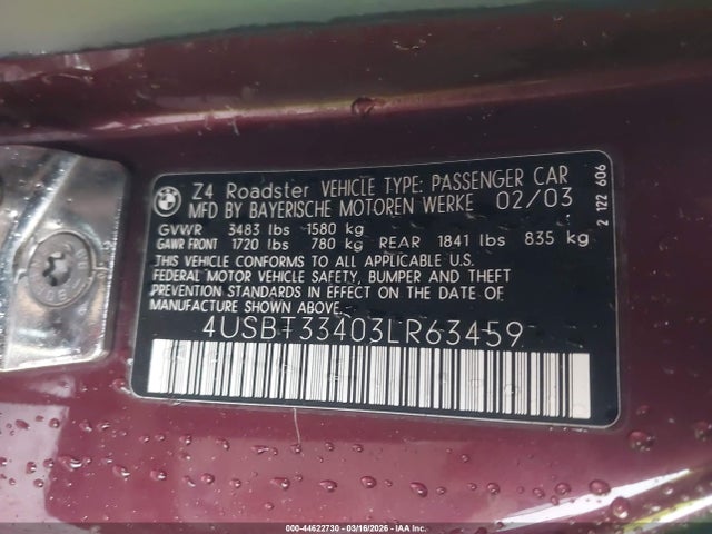 2003 BMW Z4 4USBT33403LR63459 Photo 8