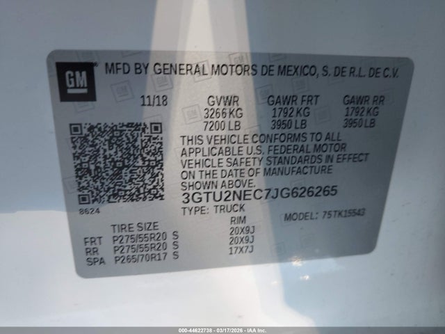 3GTU2NEC7JG626265 GMC Sierra 1500 Slt