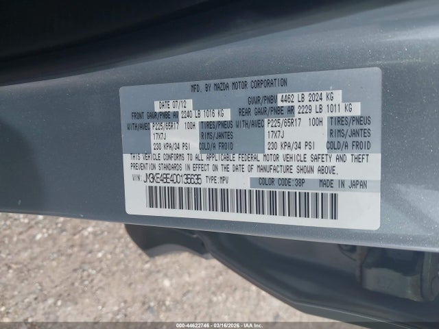 44622746 :رقم المزاد ، JM3KE4BE4D0135635 vin ، 2013 Mazda Cx-5 Sport مزاد بيع