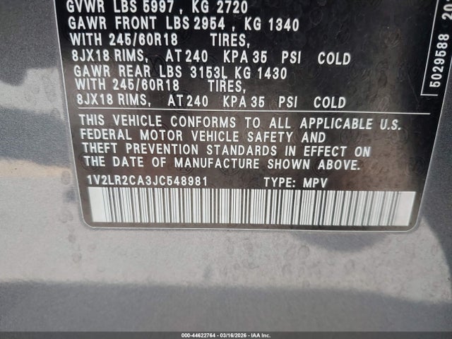 2018 VOLKSWAGEN ATLAS 1V2LR2CA3JC548981 Photo 8