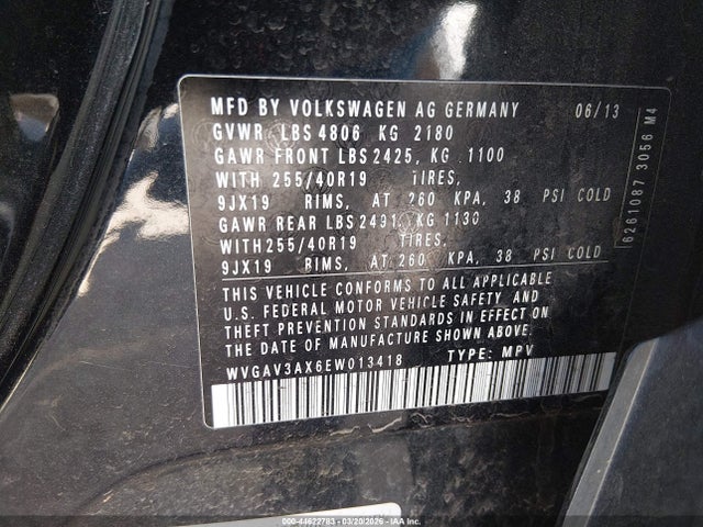 Aukcja sprzedaży 2014 Volkswagen Tiguan R-line, vin: WVGAV3AX6EW013418, numer aukcji: 44622783