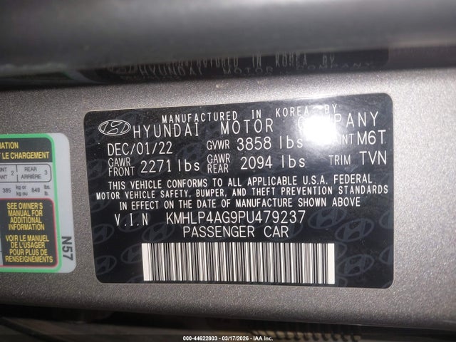 Hyundai Elantra Limited 2023 KMHLP4AG9PU479237 Image 9