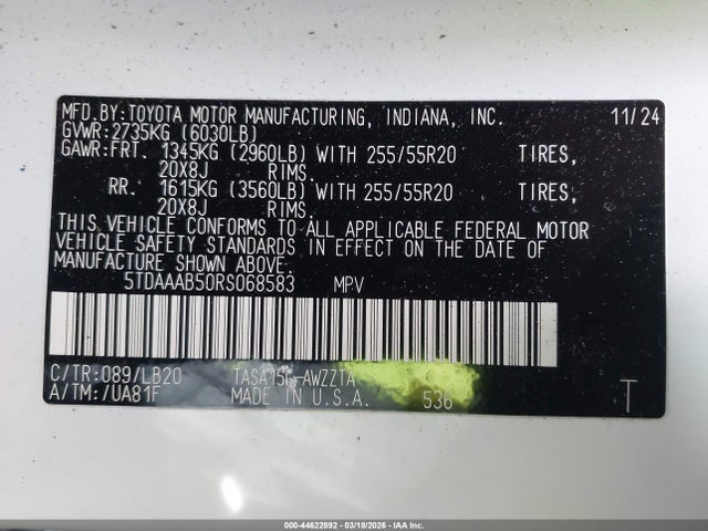 2024 TOYOTA GRAND HIGHLANDER 5TDAAAB50RS068583 Photo 8