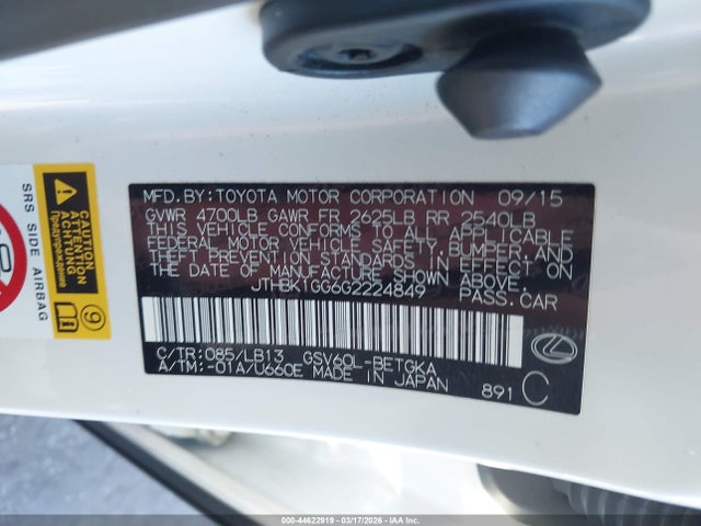 JTHBK1GG6G2224849 Lexus ES 350