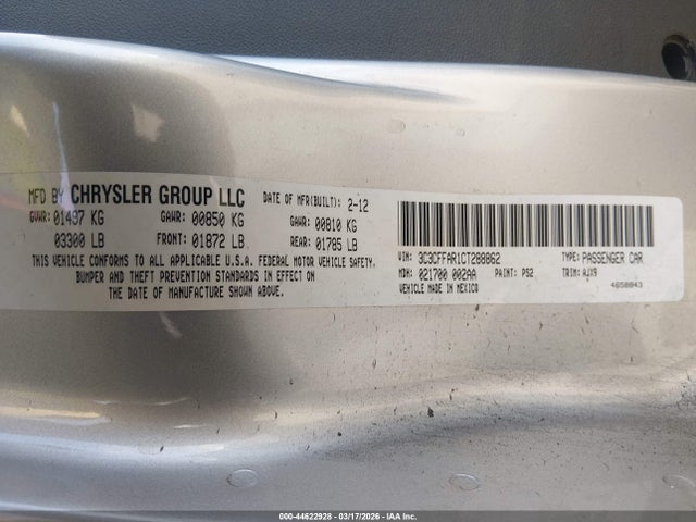 2012 FIAT 500 3C3CFFAR1CT288862 Photo 8